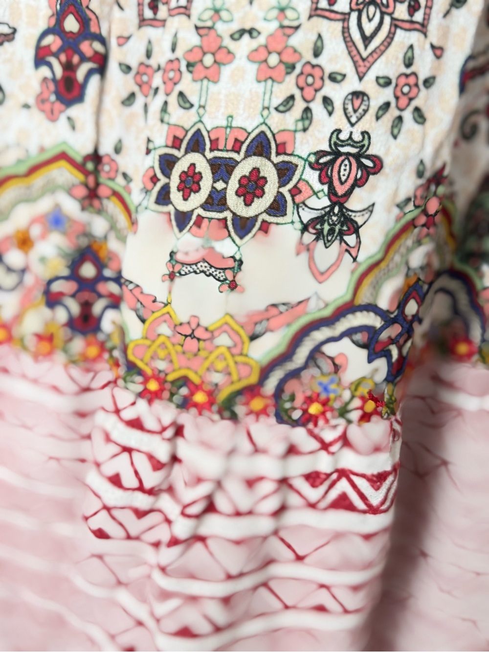 John Mark Bohemian Printed Tiered Midi Dress - Rose Red XL NWOT - Picture 8 of 9